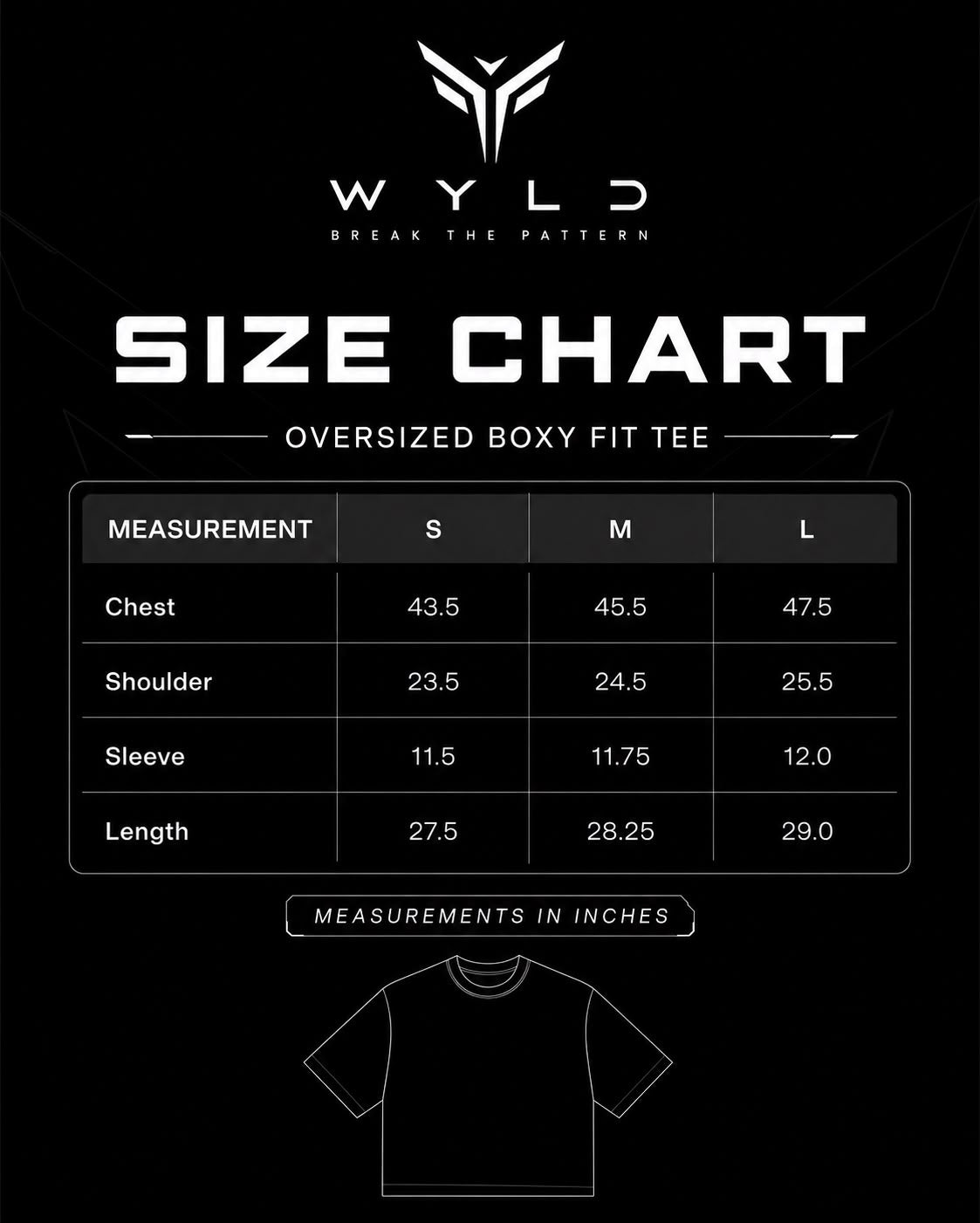 VENOM WAVE BOXY TEE - Navy Blue size chart